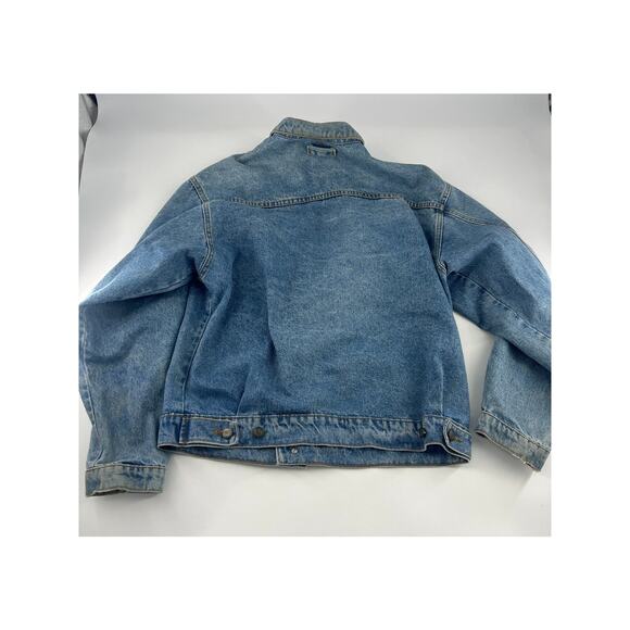 Vintage MBA Jean Jacket Mens Extra Large Light Blue Denim Y2K Band Saxophone - Picture 11 of 14